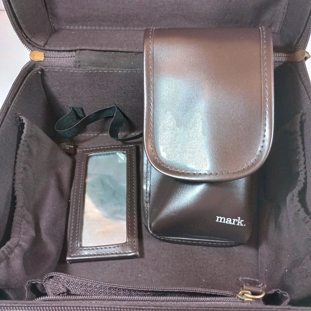 Vintage mark. by Avon Brown Trunk Cosmetic Case with Mirror & Pouch
